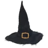 Chapeau de sorcière noir à poils avec ornement doré