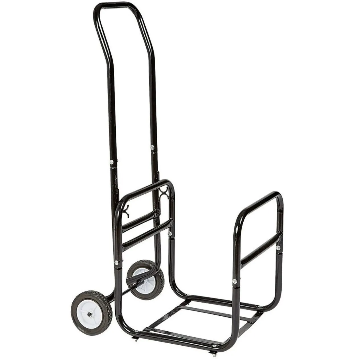 Chariot avec panier à bûches en métal noir