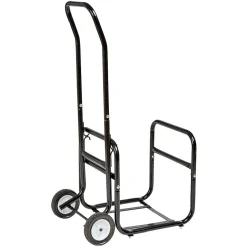 Chariot avec panier à bûches en métal noir