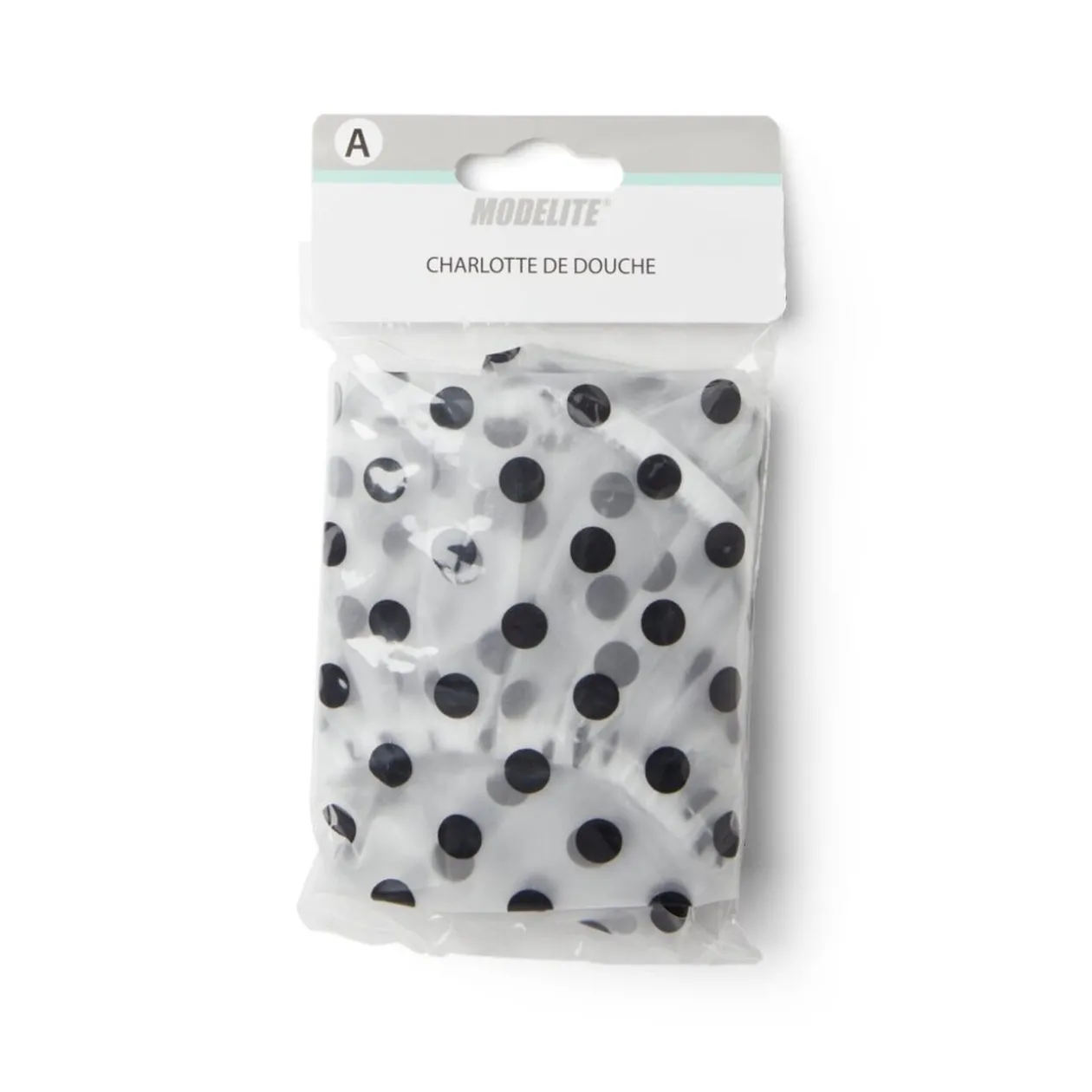 Charlotte de douche à pois plastique blanc et noir