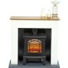 Cheminée chauffante decorative encadrement blanc