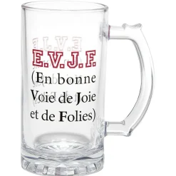 Chope à bière verre transparent inscription Champion de levée de coude