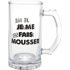 Chope à bière verre transparent inscription Champion de levée de coude