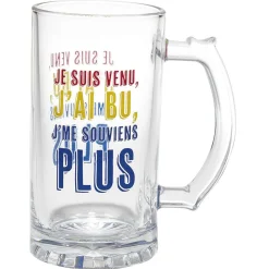 Chope à bière verre transparent inscription Champion de levée de coude