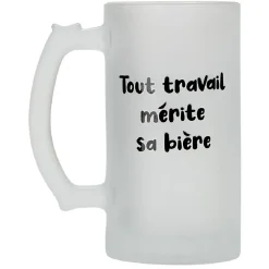 Chope de bière en verre imprimé humour