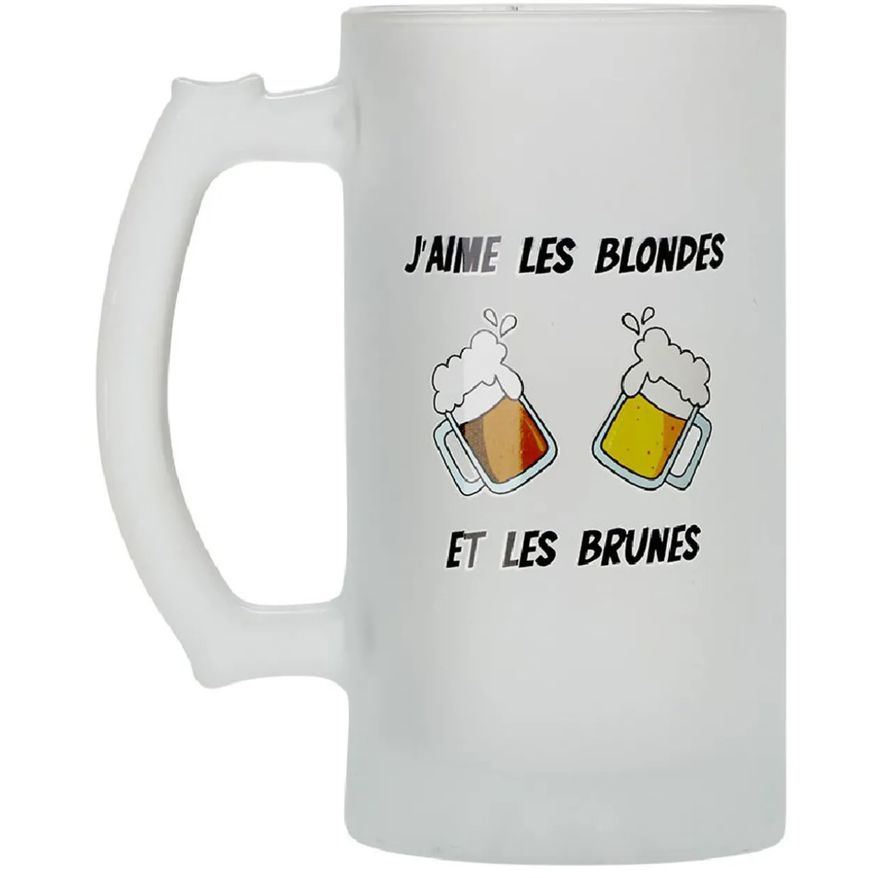 Chope en verre imprimé bière humour