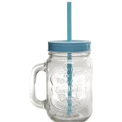 Chope transparente avec couvercle coloré et paille X 6