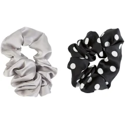 Chouchou en mousseline gris et noir x 2