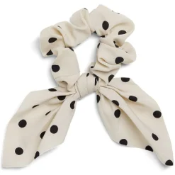 Chouchou foulard beige à pois noirs