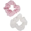 Chouchou motif pois rose et blanc Ø10cm x2