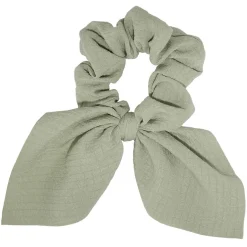 Chouchou ruban court vieux vert effet quadrillé Ø8xL17cm