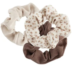 Chouchou velours côtelé marron beige x3