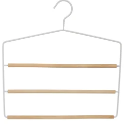 Cintre 3 pantalons blanc et bois