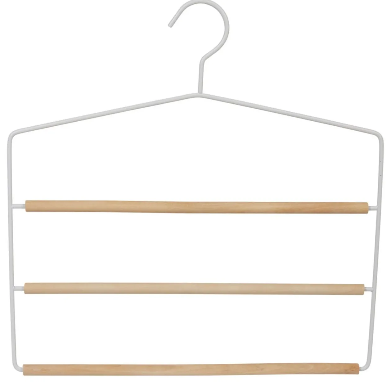 Cintre 3 pantalons blanc et bois