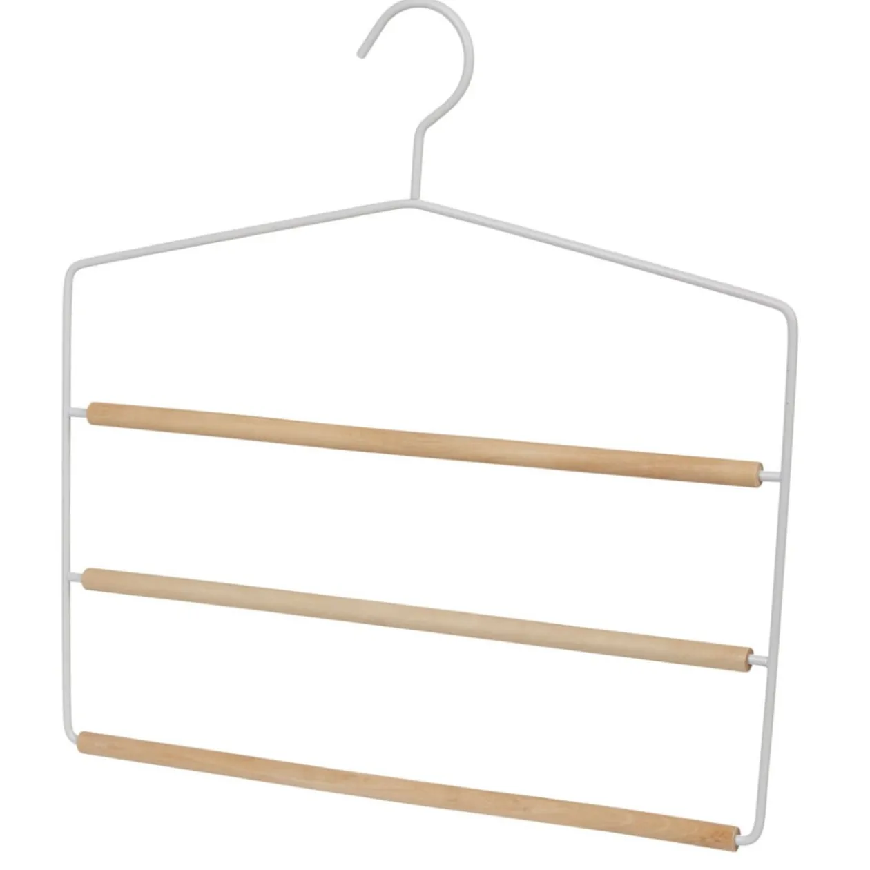 Cintre 3 pantalons blanc et bois