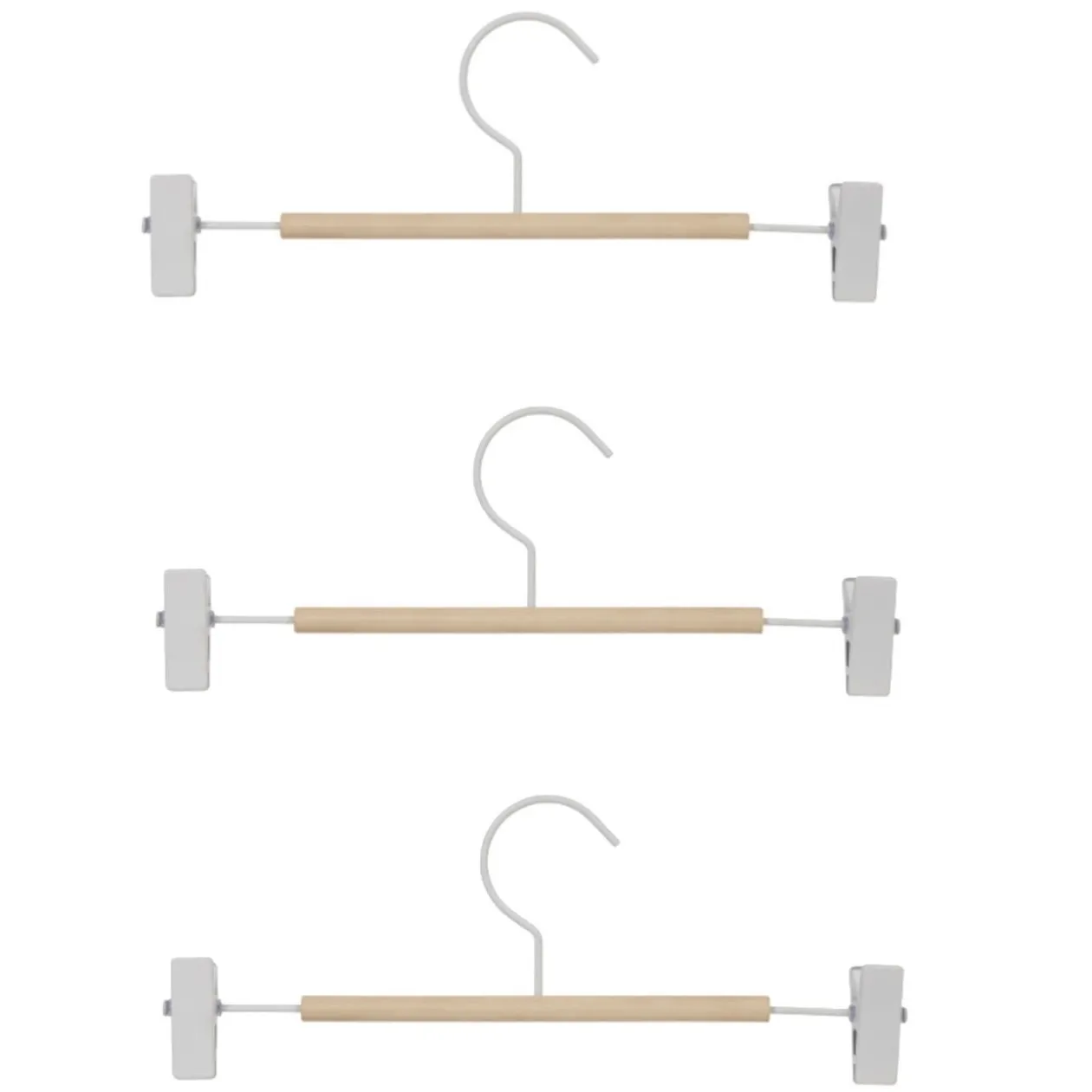 Cintre à pinces blanc et bois x 3