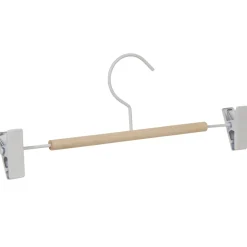 Cintre à pinces blanc et bois x 3