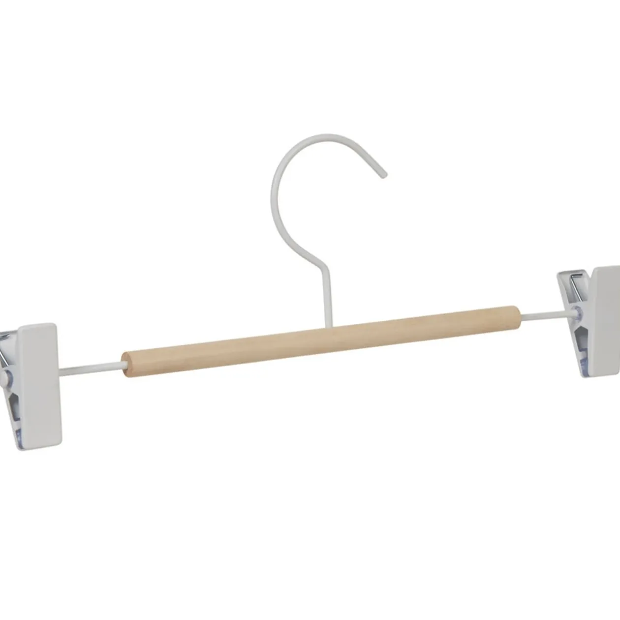 Cintre à pinces blanc et bois x 3