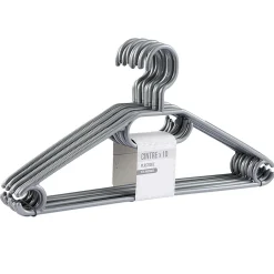 Cintre en plastique gris aspect métal x10