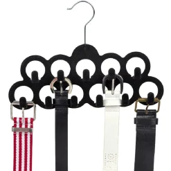 Cintre porte ceinture 11 crochets noir en velours