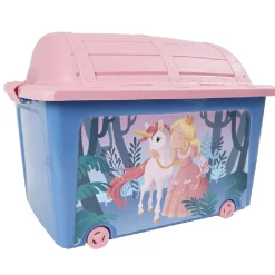 Coffre à jouets design princesse et licorne rose violet 50 L