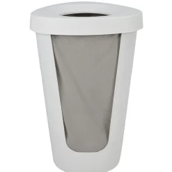 Coffre à linge 50 L blanc et gris