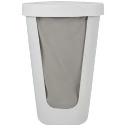 Coffre à linge 50 L blanc et gris