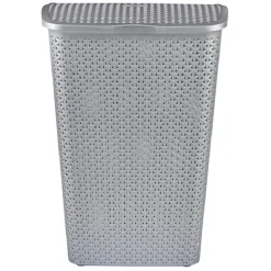 Coffre à linge gris argent 55 L