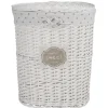 Coffre à linge ovale osier tressé blanc