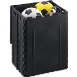 Coffre de rangement et couvercle pliable noir