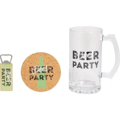 Coffret bière 3 pièces verre décapsuleur et sous-verre - 2 modèles