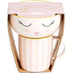 Coffret bol et mug en porcelaine sleepy rose