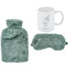 Coffret cocconing 3 pièces bouillotte masque yeux et mug vert