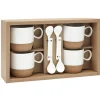 Coffret de 4 tasses expresso blanc et naturel