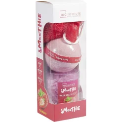 Coffret fleur de douche bombe et sel de bain senteur smoothie fraise