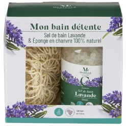 Coffret Mességué sel de bain lavande et éponge chanvre 100% naturel