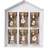 Coffret mini bocal en verre motif Noël couvercle liège x6