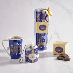 Coffret mug et accessoires bleu et blanc 12x29x8cm