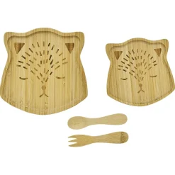 Coffret repas enfant 4 pièces bambou design chat