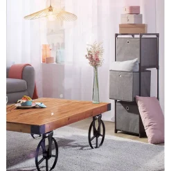 Colonne de rangement en métal avec 3 paniers gris