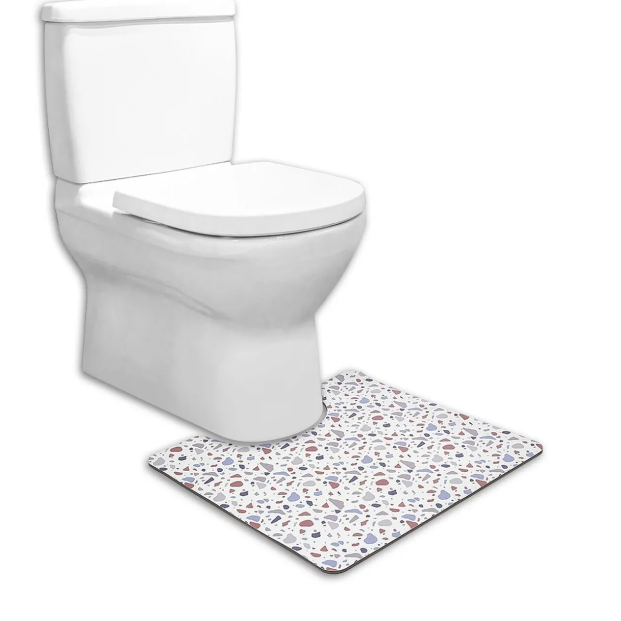 Contour WC PVC motif terrazzo blanc marron bleu 49,5x15cm