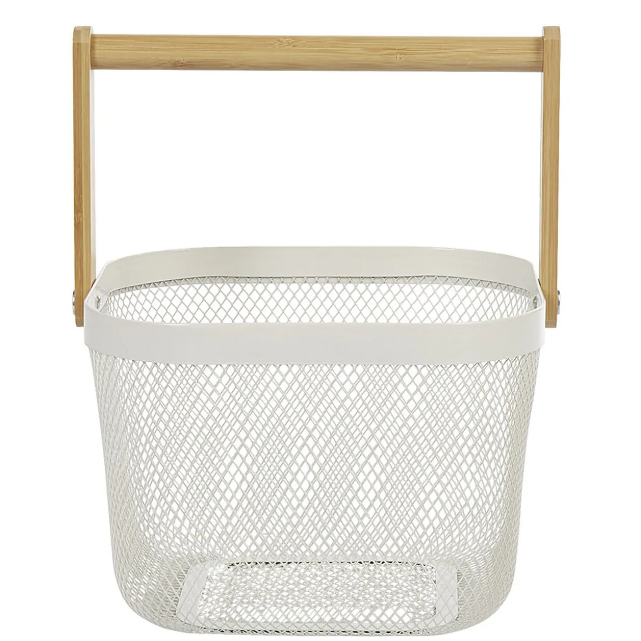 Corbeille à fruits avec anse métal blanc naturel