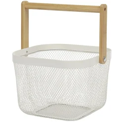 Corbeille à fruits avec anse métal blanc naturel