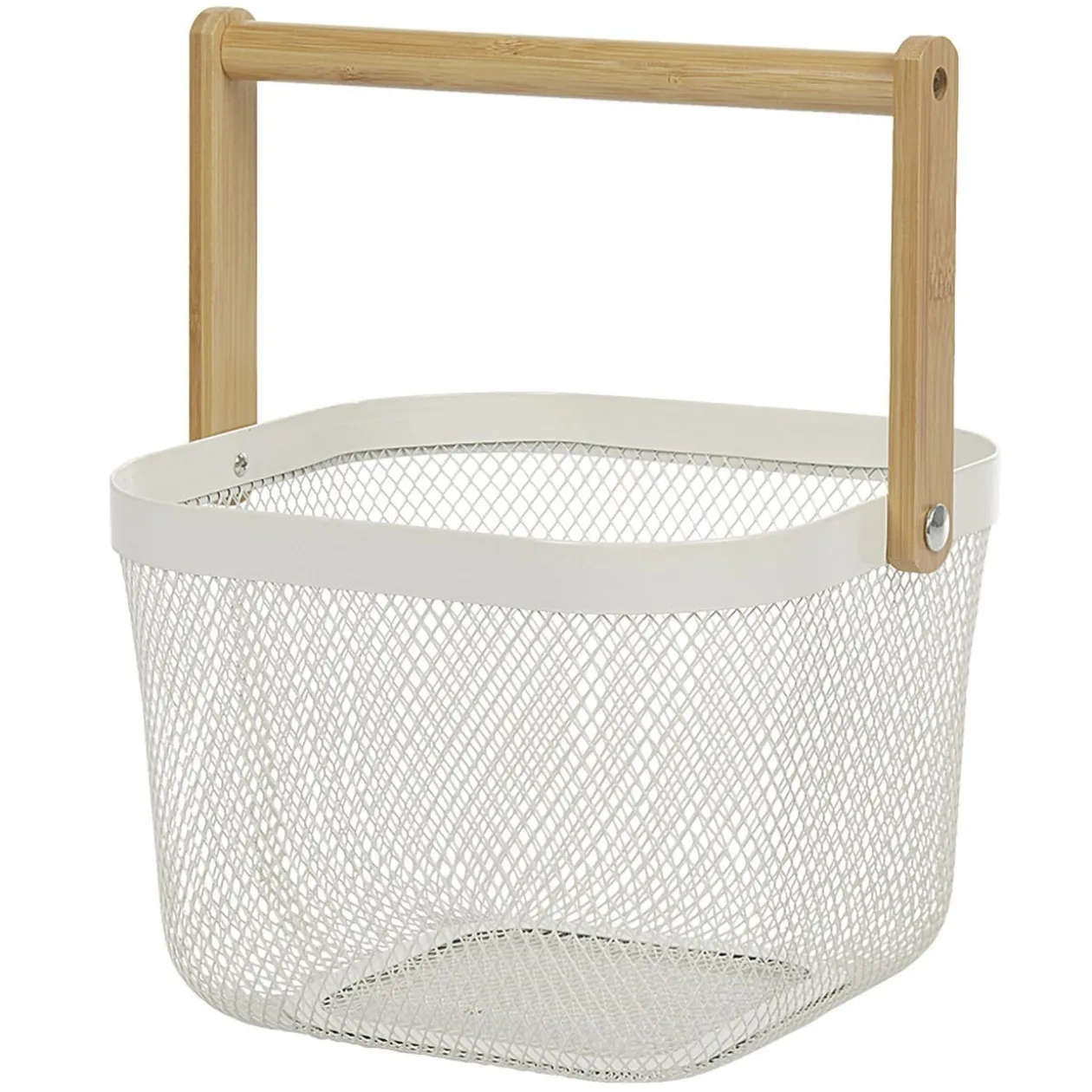 Corbeille à fruits avec anse métal blanc naturel