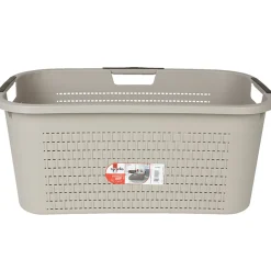 Corbeille à linge avec poignées design rotin taupe 40 L