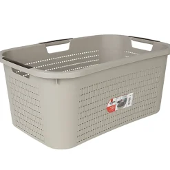 Corbeille à linge avec poignées design rotin taupe 40 L