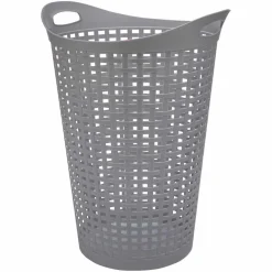 Corbeille à linge cylindrique effet tressé 60 L