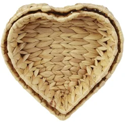 Corbeille forme coeur jacinthe d'eau tressée x2