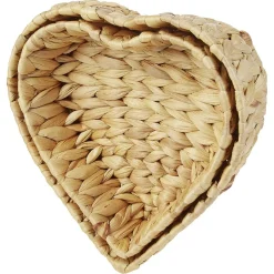 Corbeille forme coeur jacinthe d'eau tressée x2