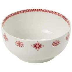 Coupelle en porcelaine blanche motif Noël flocons rouges